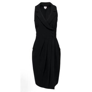 Armani Collezioni Black Wool Tuxedo Dress Sz 4